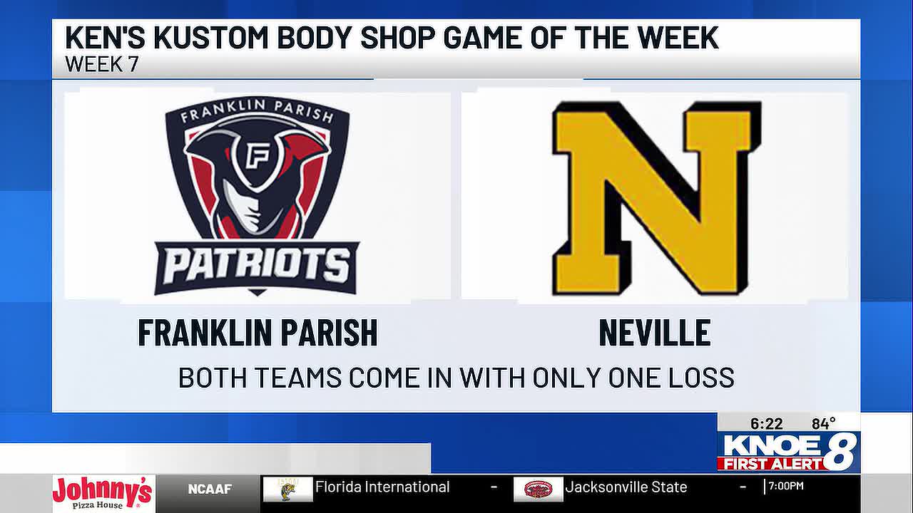 Neville, Franklin Parish Set for Week 7 Matchup in Monroe