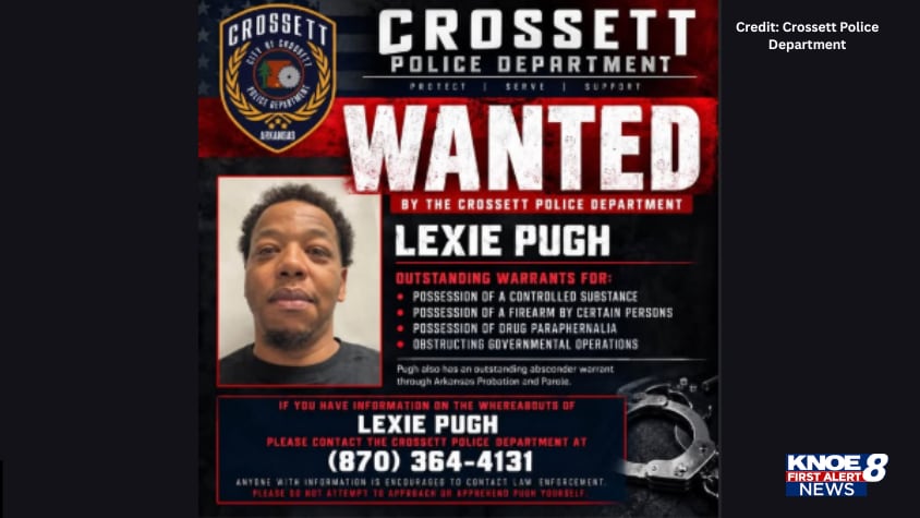 Crossett police ask for help locating man wanted on drug, firearm charges
