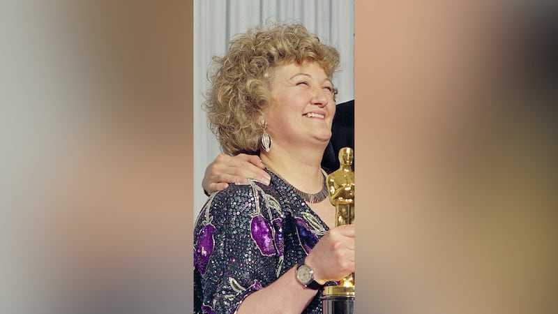 FILE - "My Left Foot" stars Brenda Fricker, winner of Oscar for best supporting actress, and...