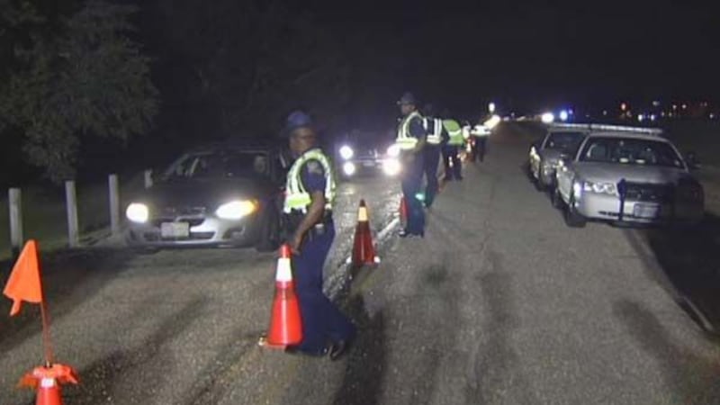The Louisiana State Police conducts a DWI checkpoint.
