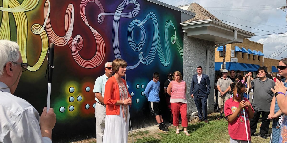 Ruston Mural Ruston unveils interactive downtown mural for the blind