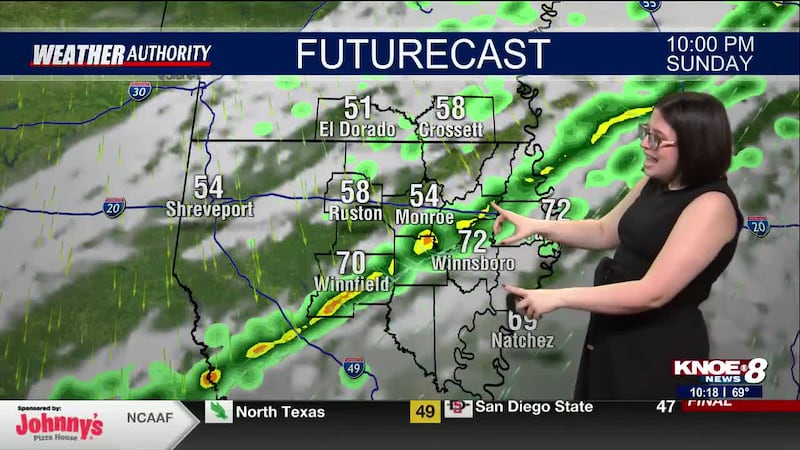 KNOE Saturday Night Forecast with Meteorologist Abby Ezell